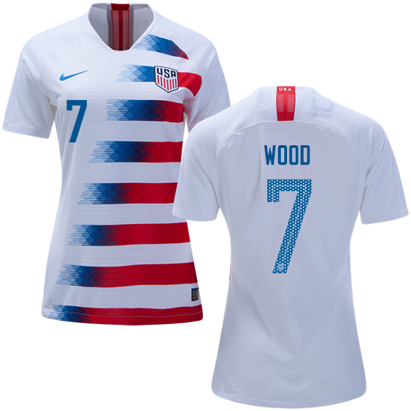 Women's USA #7 Wood Home Soccer Country Jersey - Click Image to Close